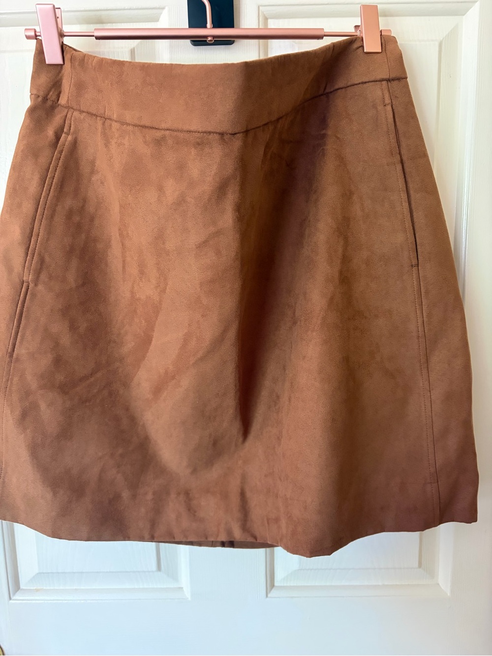 J. Crew Factory Faux Suede A-Line Skirt in Chestnut Brown